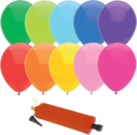 Haza - 300x gekleurde latex verjaardag ballonnen met ballonnenpomp