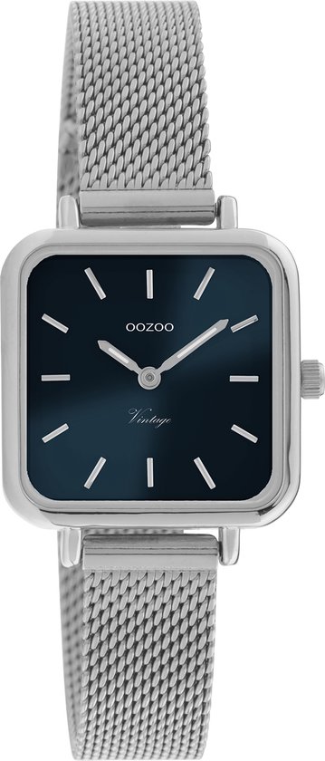 OOZOO Vintage Classics - zilverkleurige OOZOO horloge met zilverkleurige metalen mesh armband - C10970