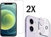 Screenz® - Screenprotector + Camera lens protector geschikt voor iPhone 12 Mini - Tempered glass Screen protector geschikt voor iPhone 12 Mini - Beschermglas - Glasplaatje - 2+2 stuks