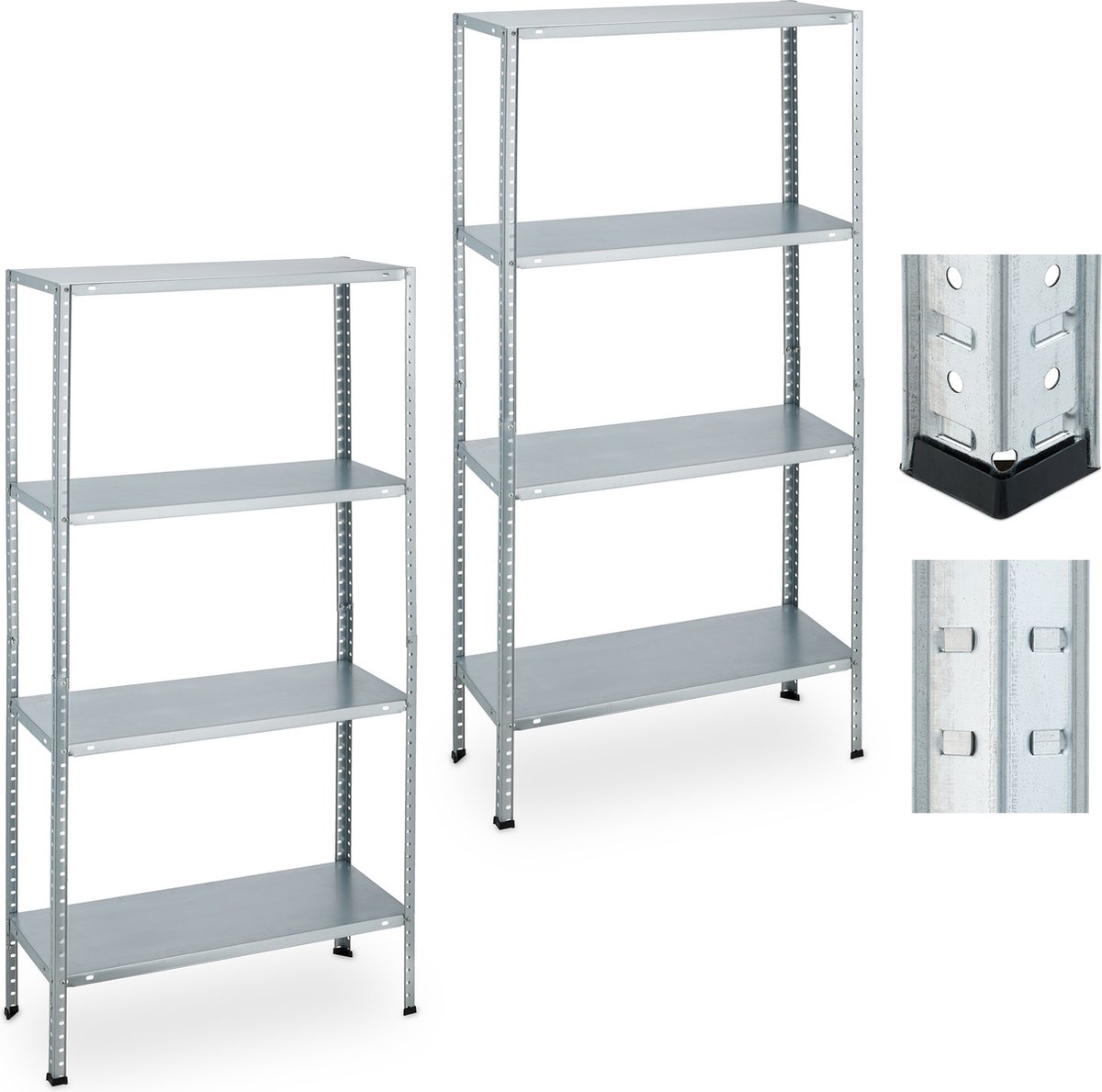 Relaxdays stellingkast set van 2 - 4 planken - voorraadkast 160 kg - stellingrek metaal