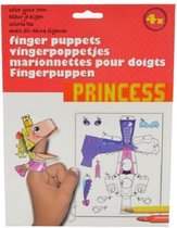 Fabriquez des marionnettes à doigt pour princesses - Coloriez vous-même - Découpez - 4 parties - Cheval - Dragon - Prins et Princesse