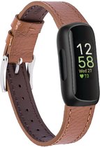 YONO Leer Bandje geschikt voor Fitbit Inspire 3 - Vervangende Lederen Armband - Bruin