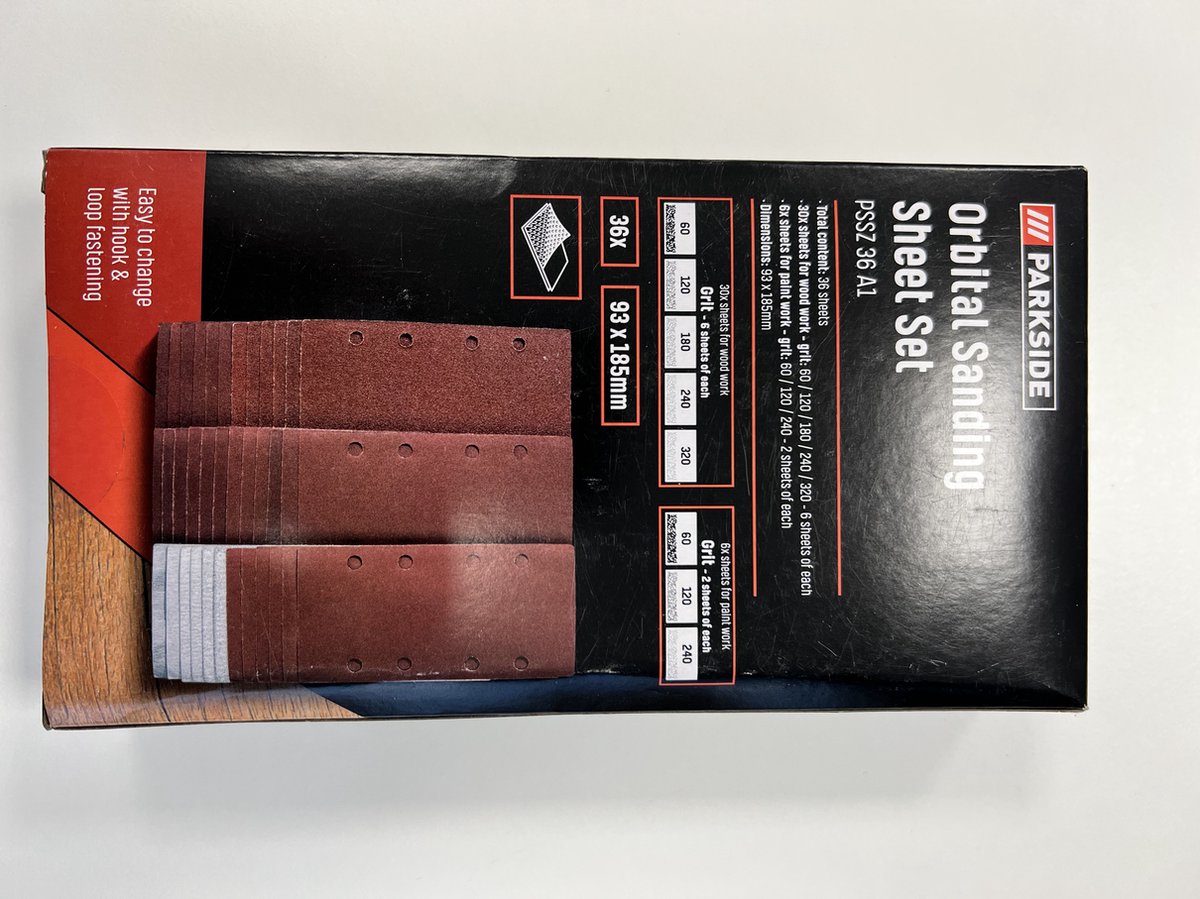 Parkside orbital sanding sheet set bol