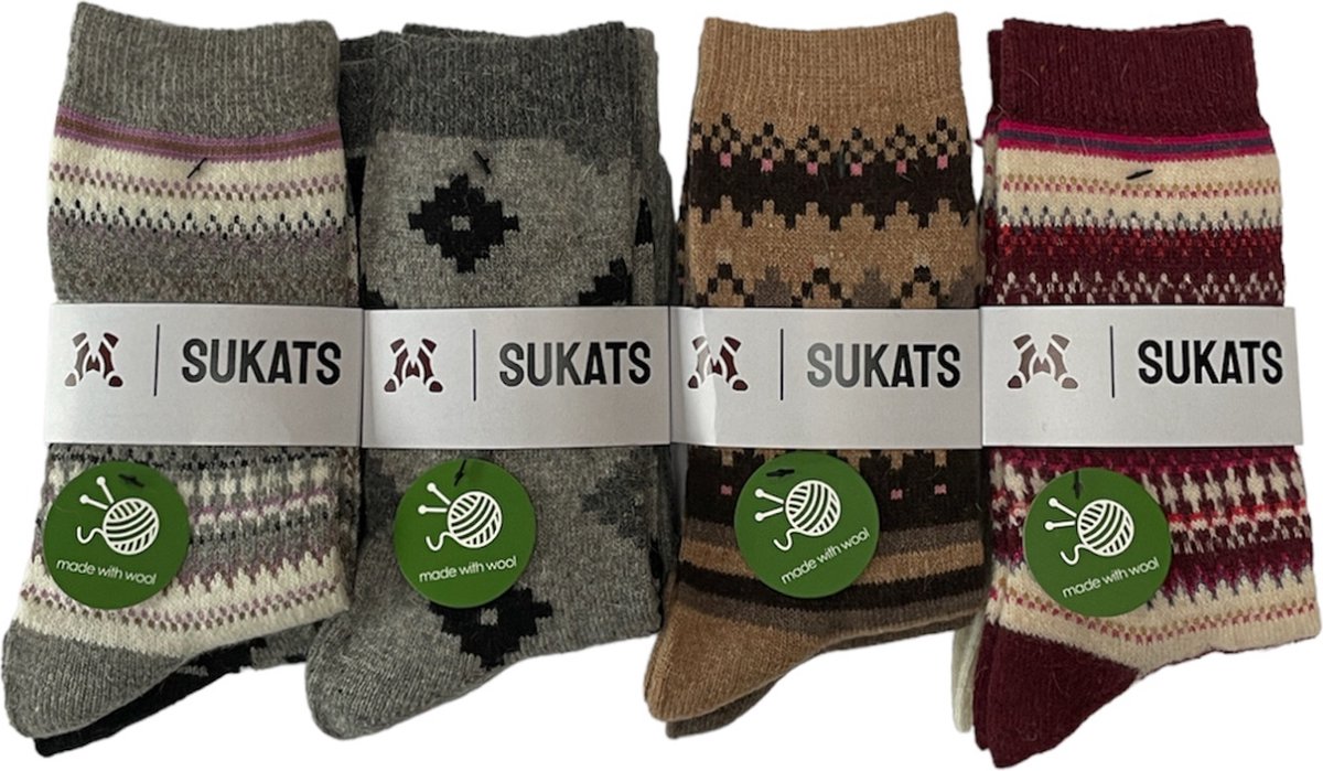 Sukats® Huissokken - Homesocks - 8 Paar - Maat 36-42 - One-Size - Kleurenmix - Wol - Warm - Winter