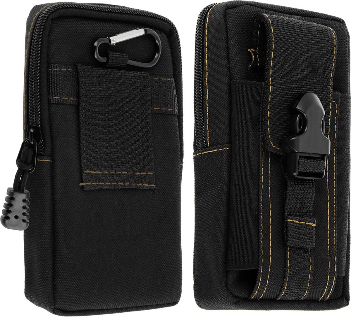 Avizar Riemtas 155 mm ritsriem met karabijnhaak voor smartphone, Zwart