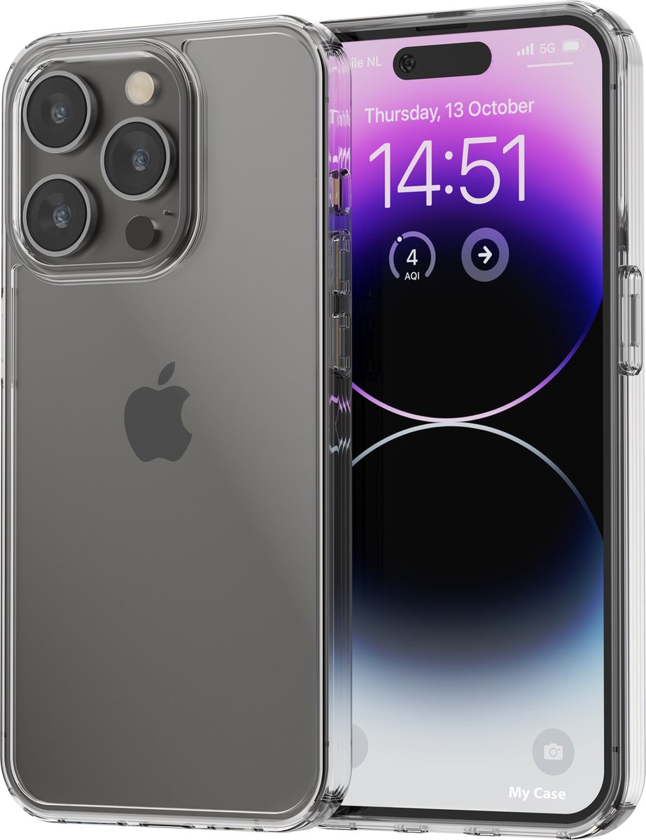 My Case Hoesje voor geschikt iPhone 14 Pro Max transparant shock proof case hoes