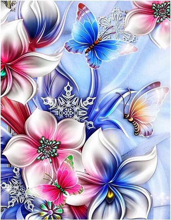 Kit Diamond Painting GMMH - Cesto Di Fiori - Tela 40x50 Cm Con Cornice In Legno - Fai Da Te, Mosaico Di Strass