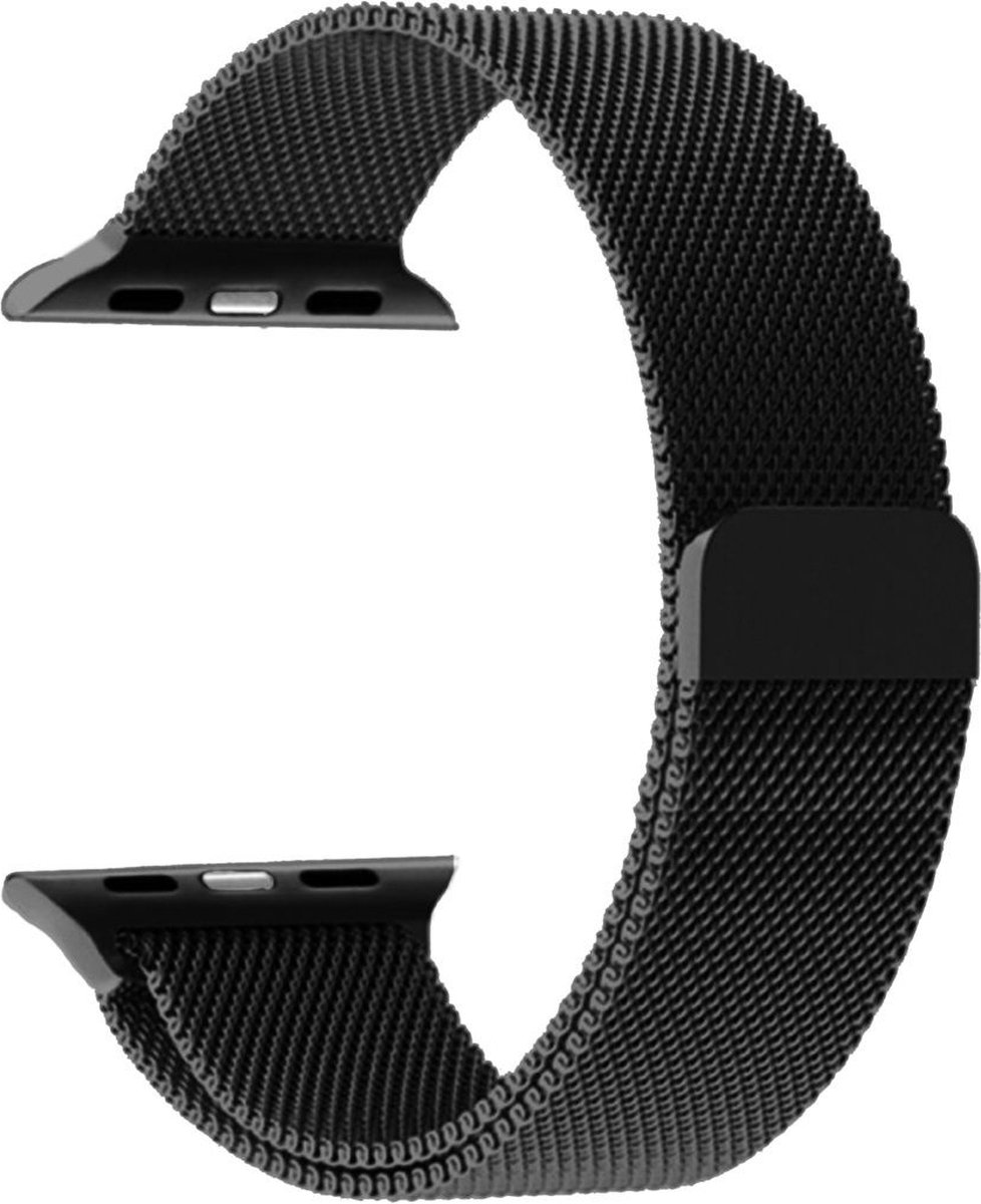 Voor Apple Watch - Milanees bandje Zwart (Top Kwaliteit en Luxe) - 42|44|45|49MM - Geschikt voor Apple Watch 1/2/3/4/5/6/7/SE - Magneet Sluiting