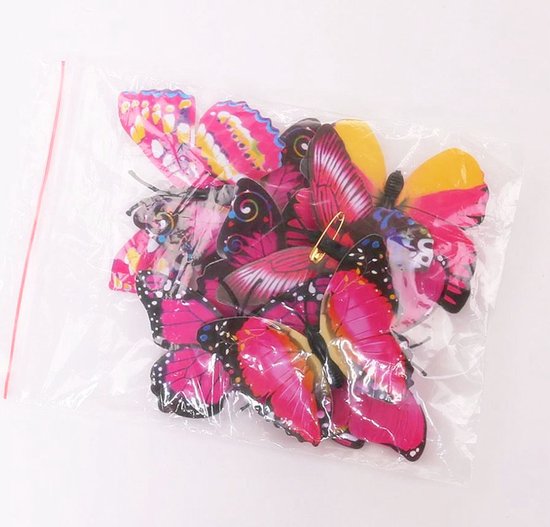 Doornroosje jurk Prinsessen jurk verkleedjurk 104-110 (110) fel roze Luxe met vlinders korte mouw + kroon verkleedkleding - La Señorita