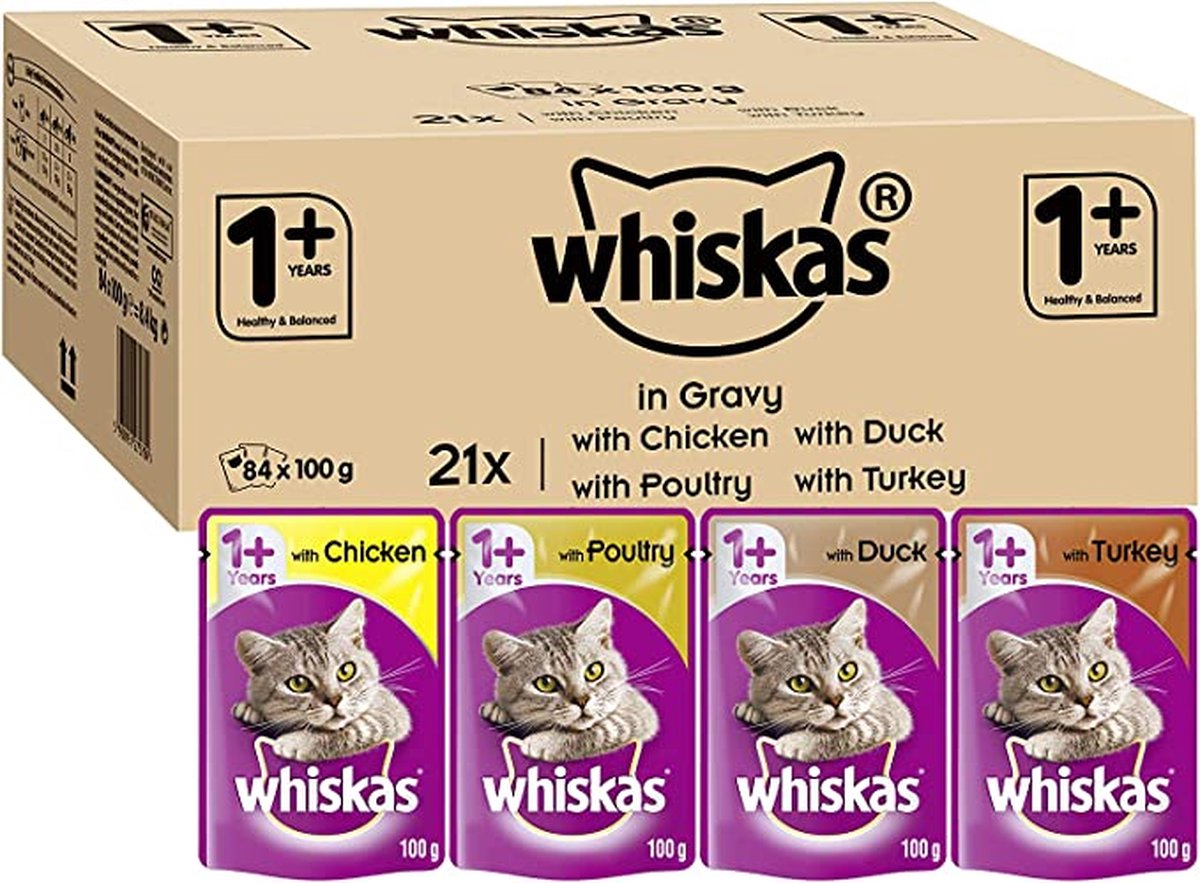 WHISKAS Kip in Saus uit blik 400 g :: Kat :: Kattenvoer en Snacks :: Kattenvoer nat