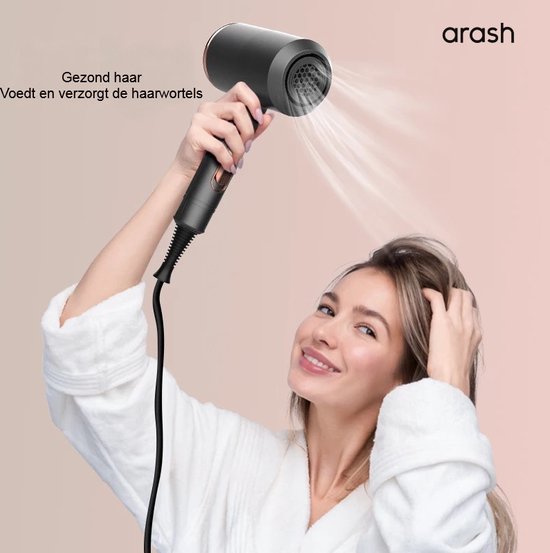 Sèche-cheveux arash® 2000W avec diffuseur - Sèche-cheveux ionique - 3  positions - Zwart | bol.com