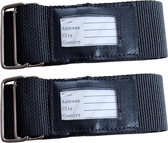 Eurtes Kofferriem met cijferslot, kofferband, verstelbare kofferriem, set met 2 riemen om kruislings om je koffer te doen, bagagelabel, roze
