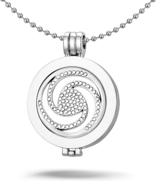 Montebello Ketting - Dames - Staal Messing - Zirkonia - ∅35 Coin - 3-delig - 80