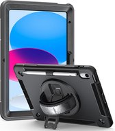 iPad 10.9 2022 (10e génération) Housse de poignée robuste - CaseBoutique - Solid Zwart - Plastique