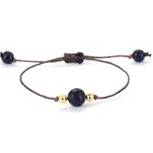 Marama - bracelet cordon wax Black Stone - vegan - réglable - bracelet minimaliste