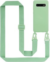 Cadorabo Mobiele telefoon ketting geschikt voor Samsung Galaxy S10 4G in LIQUID LICHT GROEN - Silicone beschermhoes met lengte verstelbare koord riem