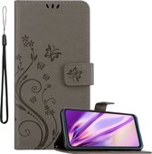 Cadorabo Hoesje geschikt voor Nokia XR20 in BLOEMEN GRIJS - Beschermhoes in bloemmotief met magnetische sluiting, standfunctie en kaartsleuven Book Case Cover Etui
