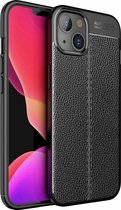 Cadorabo Hoesje geschikt voor Apple iPhone 13 MINI in Diep Zwart - Beschermhoes gemaakt van TPU siliconen met edel kunstleder applicatie Case Cover Etui
