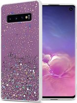 Cadorabo Hoesje geschikt voor Samsung Galaxy S10 4G in Paars met Glitter - Beschermhoes van flexibel TPU silicone met fonkelende glitters Case Cover Etui