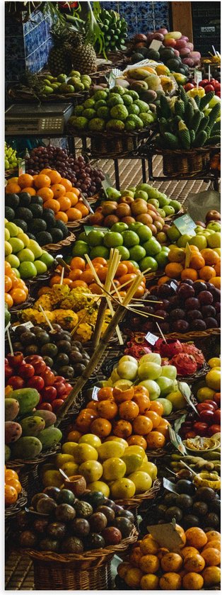 Poster (Mat) - Kleurrijk Fruit Kraampje - 20x60 cm Foto op Posterpapier met een Matte look