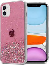 Cadorabo Hoesje geschikt voor Apple iPhone 11 PRO MAX in Roze met Glitter - Beschermhoes van flexibel TPU silicone met fonkelende glitters Case Cover Etui