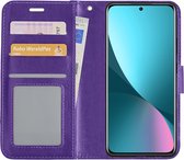 Hoes Geschikt voor Xiaomi 12X Hoesje Book Case Hoes Flip Cover Wallet Bookcase - Paars