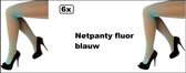 6x Netpanty fluor blauw - Thema feest festival party fun panty