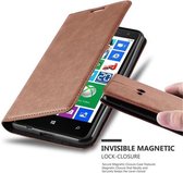 Cadorabo Hoesje geschikt voor Nokia Lumia 625 in CAPPUCCINO BRUIN - Beschermhoes met magnetische sluiting, standfunctie en kaartvakje Book Case Cover Etui
