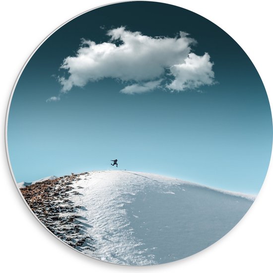PVC Schuimplaat Muurcirkel - Sneeuwgebergte - 30x30 cm Foto op Muurcirkel (met ophangsysteem)