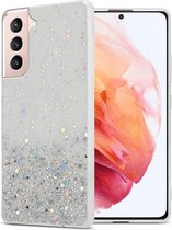 Coque Cadorabo pour Samsung Galaxy S21 5G en Transparent avec Glitter - Coque de protection en silicone TPU souple avec des paillettes étincelantes