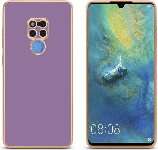 Coque Cadorabo pour Huawei MATE 20 en Violet Brillant - Or - Housse de protection en silicone TPU souple et avec protection pour appareil photo