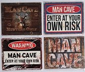 Plaques de mancave en étain - décoration - unique - rétro - Mancave - Étain - Signes métalliques - Américain - longueur 20 x 25 cm très agréable - homme des cavernes - avertissement - livraison gratuite