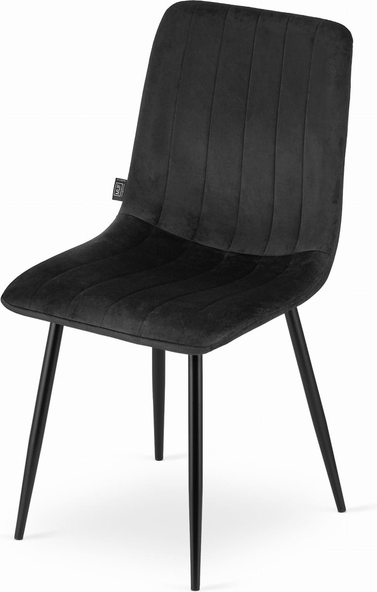 LAVA - Velvet eetkamerstoel - set van 4 eettafel stoelen - zwart
