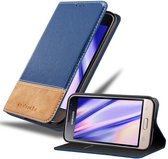 Cadorabo Hoesje voor Samsung Galaxy J1 2016 in DONKERBLAUW BRUIN - Beschermhoes met magnetische sluiting, standfunctie en kaartvakje Book Case Cover Etui