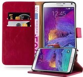 Cadorabo Hoesje voor Samsung Galaxy NOTE 4 in WIJN ROOD - Beschermhoes met magnetische sluiting, standfunctie en kaartvakje Book Case Cover Etui