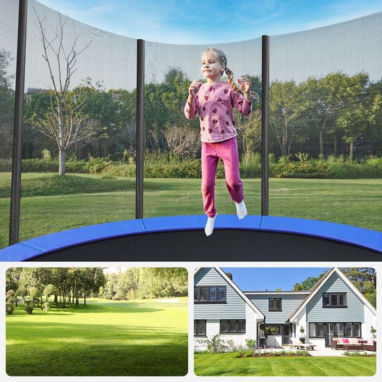 Foto: Trampoline springkussen met veiligheidsnet blauw
