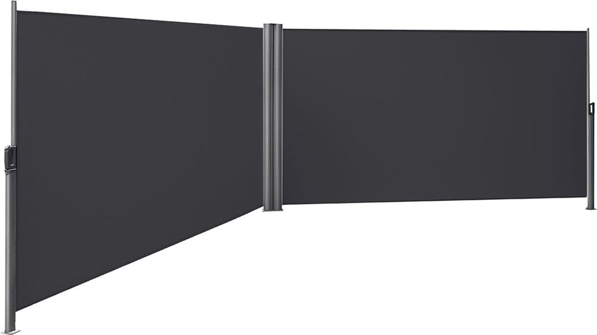 Dubbele zijluifel - 6 m - Uittrekbaar - Zwart