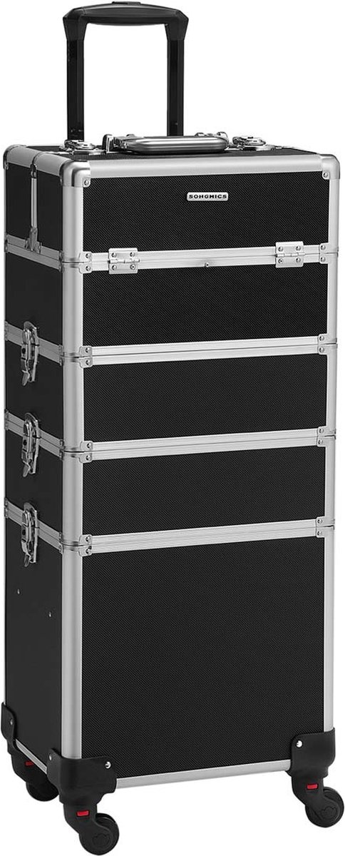 Cosmetische Trolley XXL - Make-up Koffer met Wieltjes - Zwart
