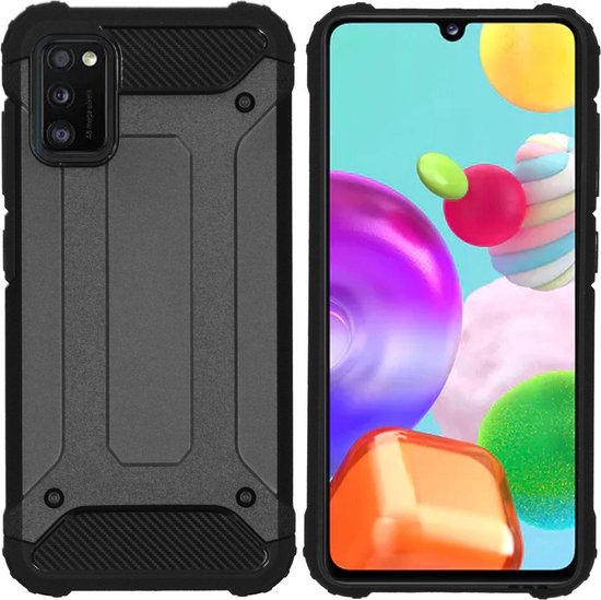 oTronica Hoesje Geschikt Voor Samsung Galaxy A41 hoesje - Extra Stevige Rugged Armor Hoesje - Shockproof Case - Zwart