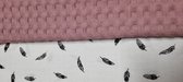 Luiermandje set - 1 grote en 1 kleine - 30 x 21 cm en 22 x 18 cm - oud roze - voering van witte katoen met zwarte veertjesmotief