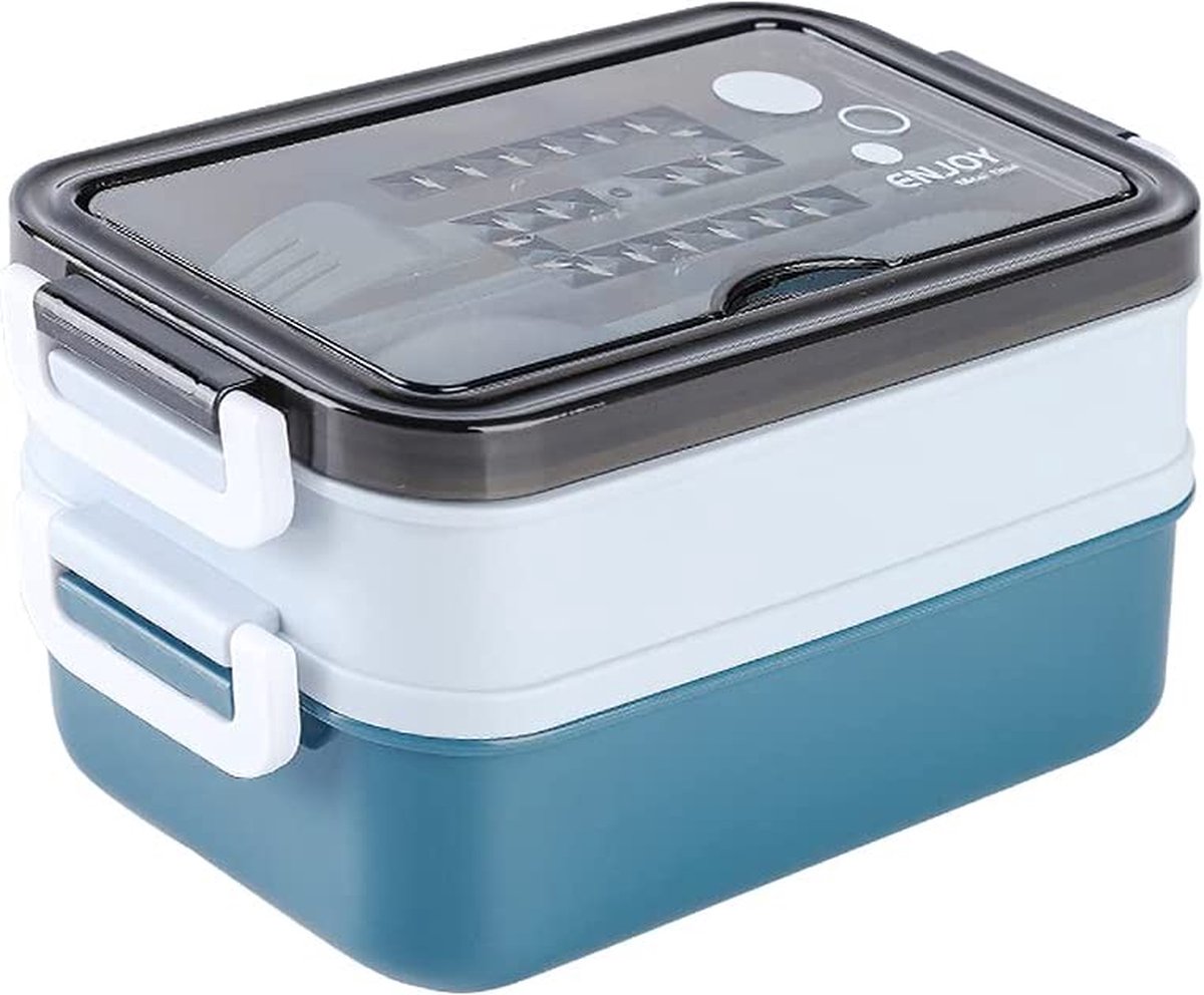 AEIWUMOK Lunchbox voor kinderen, met vakken, lekvrij, voor jongens, kinder-blauw