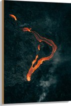 WallClassics - Hout - Kronkelvormige Lava op Vulkaan - 70x105 cm - 9 mm dik - Foto op Hout (Met Ophangsysteem)