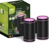 Calex Smart Plein air LED Buitenlamp Lampe d'extérieur - Set de 2 pièces - Applique Smart Up & Down - RGB et Lumière Wit Chaud - 4W - Zwart
