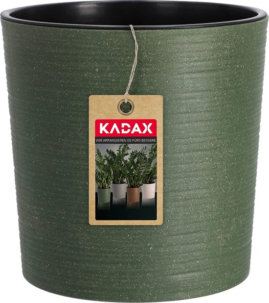 KADAX Bloempot met houtspaanders, elegante bloempot met uitneembare inzet, bloempotbescherming voor kantoor, bloembak, pot, tuinschaal (betongrijs, diameter 19,5 cm