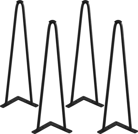 Set Van 4 Haarspeldpoten 508 Cm Zwart - Doe-het-zelf Tafelmeubels Van Metaal Ideaal Voor Eettafel En Kantoor Midden Eeuw Moderne Stijl