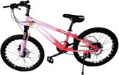 Mountainbike-Jeugdfiets-Fiets gemaakt van ultra licht aluminium-Versnellingen 21 Shimano- 21 Speed- 22 inch - Voor jongens en meisjes - Rood en Roze