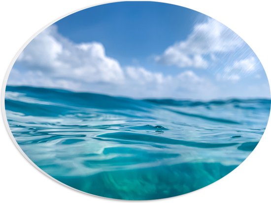 PVC Schuimplaat Ovaal - Abstract uitzicht van de Blauwe Oceaan - 28x21 cm Foto op Ovaal (Met Ophangsysteem)