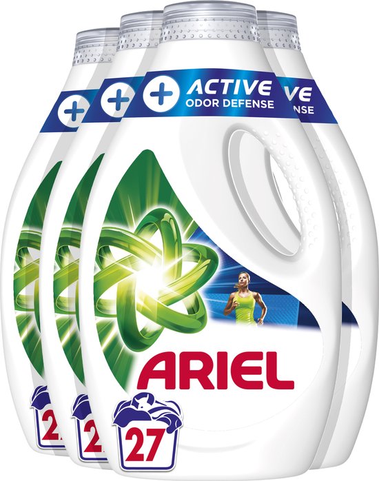 Ariel Vloeibaar Wasmiddel + Actieve Geurbestrijding - 4 x 27 Wasbeurten - Voordeelverpakking