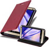 Cadorabo Hoesje geschikt voor HTC ONE M7 in APPEL ROOD - Beschermhoes met magnetische sluiting, standfunctie en kaartvakje Book Case Cover Etui