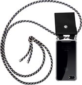 Cadorabo Hoesje geschikt voor Apple iPhone 7 / 7S / 8 / SE 2020 in DONKER BLAUW GEEL - Silicone Mobiele telefoon ketting beschermhoes met zilveren ringen, koordriem en afneembaar etui